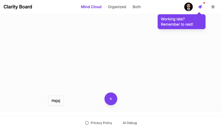 Clarity Board AI — Spatial Task Mapping with AI desktop view
