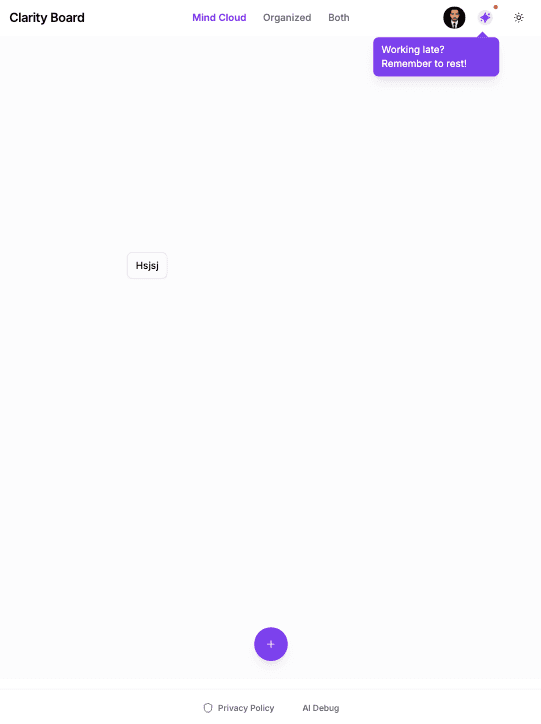 Clarity Board AI — Spatial Task Mapping with AI tablet view